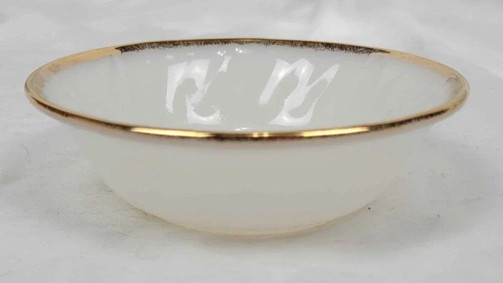 Vintage Oven Fire-King Ware White Porcelain Shallow Bowl